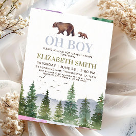 Invitación Chico de oso de bosque bebé ducha