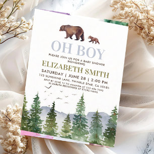 Invitación Chico de oso de bosque bebé ducha