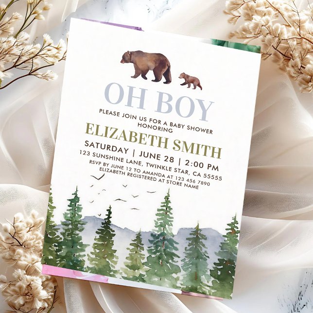 Invitación Chico de oso de bosque bebé ducha (Subido por el creador)