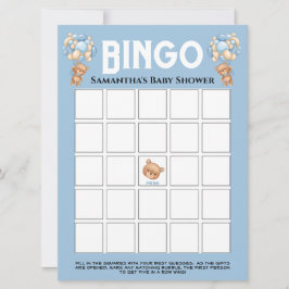 Invitación Chico de oso de ducha de bebé Burbujeante Bingo Az
