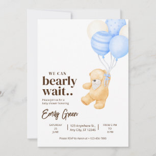 Invitación Chico de oso de peluche Baby Shower Apenas podemos