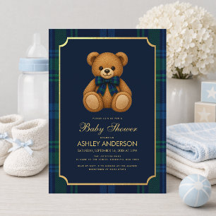 Invitación Chico de oso de peluche elegante Ducha de bebé Cua