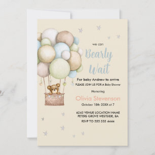 Invitación Chico de oso de peluche lindo baby shower