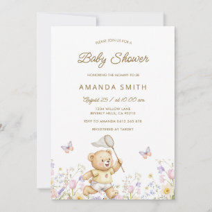 Invitación Chico de oso lindo de picnic de verano Baby Shower