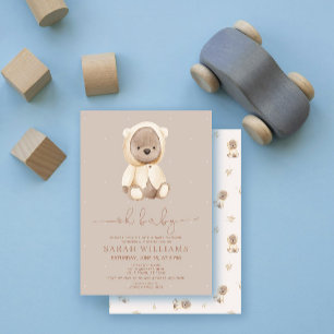 Invitación Chico de oso pardo minimalista Oh Baby Baby Shower