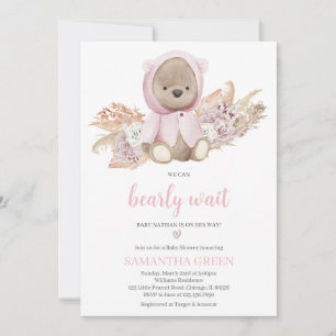 Invitación Chico de oso rosa Baby Shower