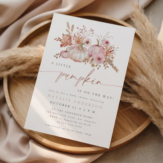 Invitación Chico de Otoño con Estilo Boho Rosa Fiesta de Bebé