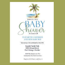 Invitación Chico de palmera de playa Baby Shower