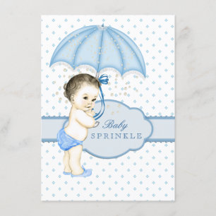 Invitación Chico de paraguas azul Baby Sprinkle