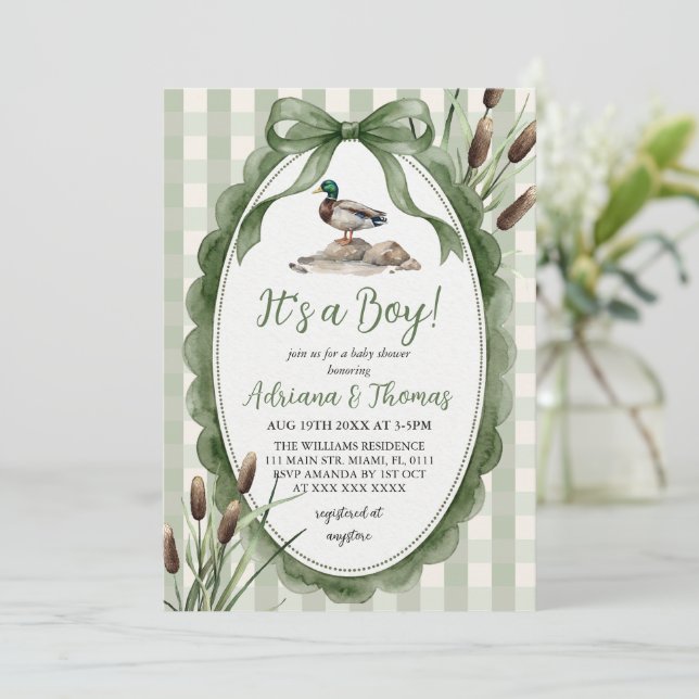 Invitación Chico de pato real Baby Shower  (Anverso de pie)