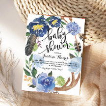 Chico de plumas boho Baby Shower