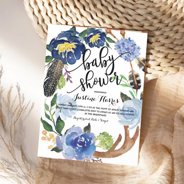 Invitación Chico de plumas boho Baby Shower (Subido por el creador)