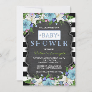 Invitación Chico de raya moderna Baby Shower con tiza
