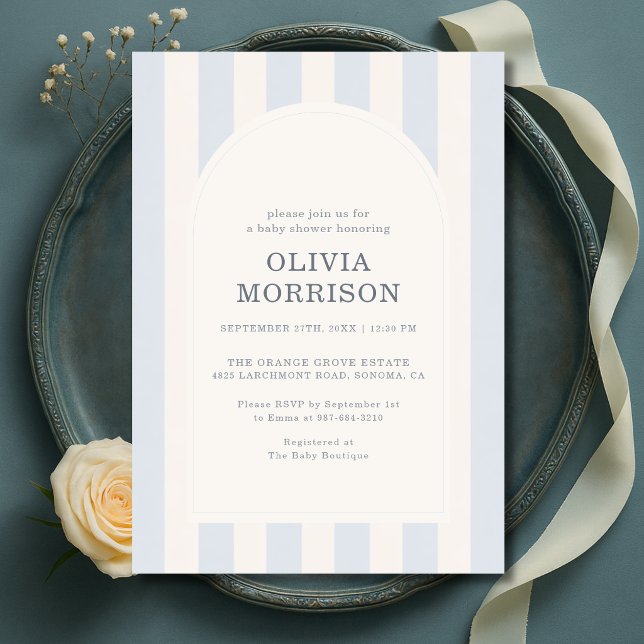Invitación Chico de rayas azules Baby Shower (Subido por el creador)
