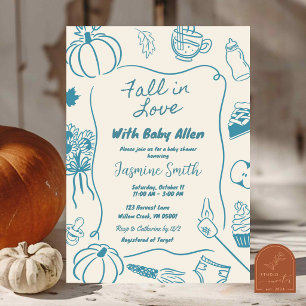 Invitación Chico de Revelación de Bebé enamorarse Dibujado a
