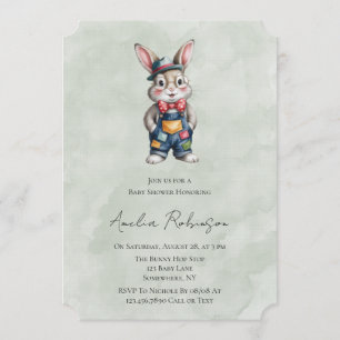 Invitación Chico de shower de bebé Hipster Bunny 