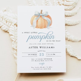 Invitación Chico de Shower de Calabaza con Lazo Azul