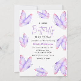 Invitación Chico de Shower de Mariposa Rosa Púrpura 