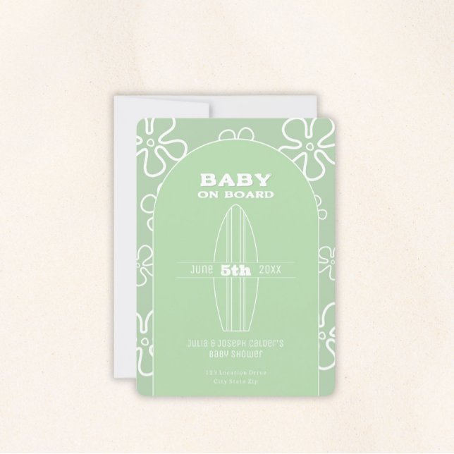 Invitación Chico de Tabla de Surf Cumpleaños - Personalizado  (Baby on Board Gender Neutral Shower - Invitations)