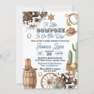 Invitación Chico de tema occidental Baby Shower
