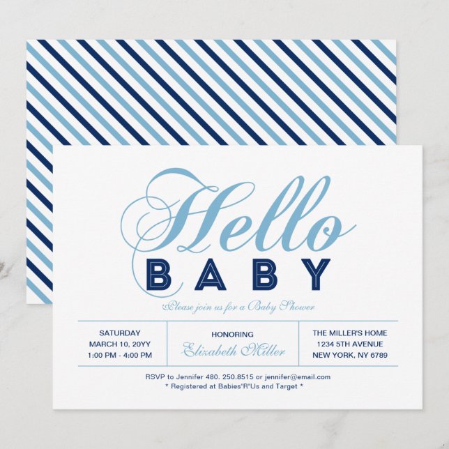 Invitación Chico de tipografía moderna Baby Shower, Sprinkle (Anverso / Reverso)