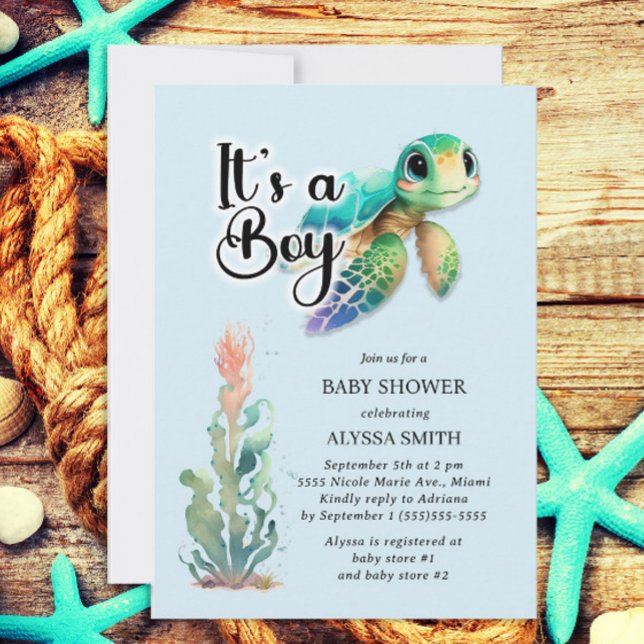 Invitación Chico de Tortuga Marina Baby Shower  (Subido por el creador)