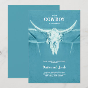 Invitación Chico de vaquero azul fiesta de bebé Western Count