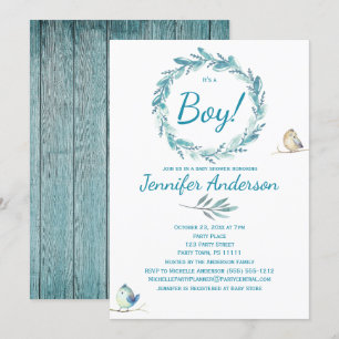 Invitación Chico del campo rústico Baby Shower del pájaro de