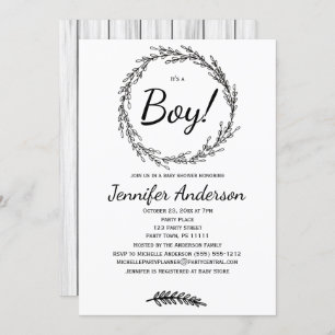 Invitación Chico del campo rústico Baby Shower del pino del