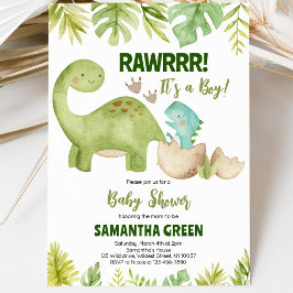 Invitación Chico Dinosaur Baby Shower