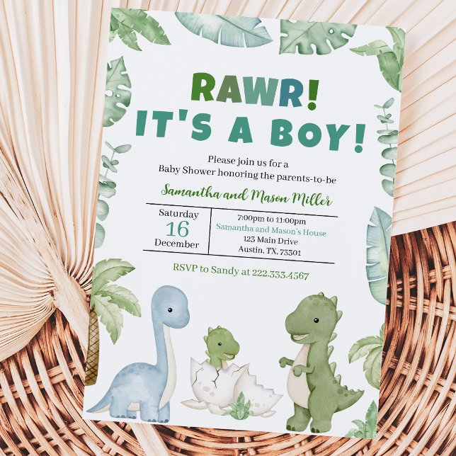 Invitación Chico Dinosaurio Baby Shower (Subido por el creador)