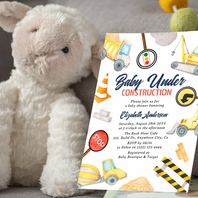 Invitación Chico divertido "bebé en construcción" lindo Baby  (Subido por el creador)