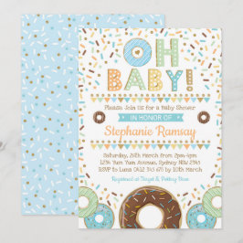 Invitación Chico donut Baby Shower espolvorea anillos