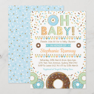 Invitación Chico donut Baby Shower espolvorea anillos