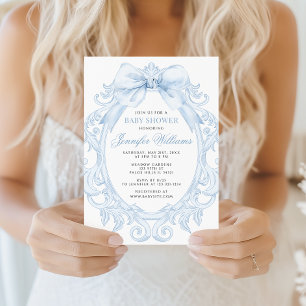 Invitación Chico Ducha Arco Azul Cuadro Lindo
