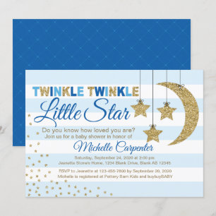 Invitación Chico ducha bebé invita a la pequeña estrella azul