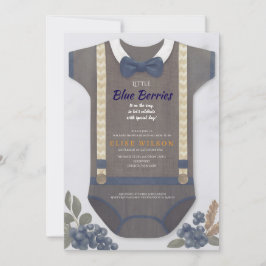 Invitación Chico ducha de bebé autum otoño azul burlap bodysu