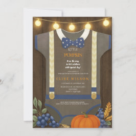 Invitación Chico ducha de bebé autum otoño azul burlap bodysu