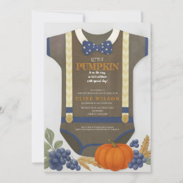 Invitación Chico ducha de bebé autum otoño azul burlap bodysu