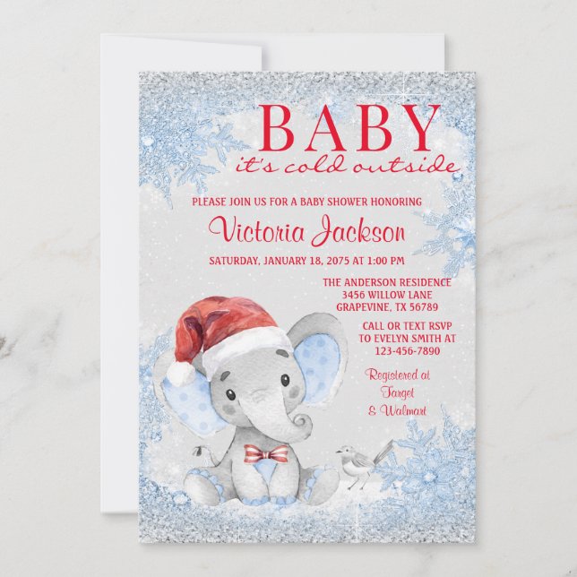 Invitación Chico Ducha de Bebe de Navidad (Anverso)