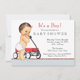 Invitación Chico Ducha de Bebe en Carro Rojo