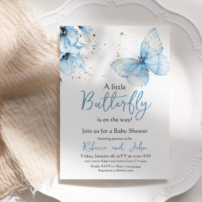 Invitación Chico Ducha de Bebé Floral Flor de Campo Mariposa  (Subido por el creador)