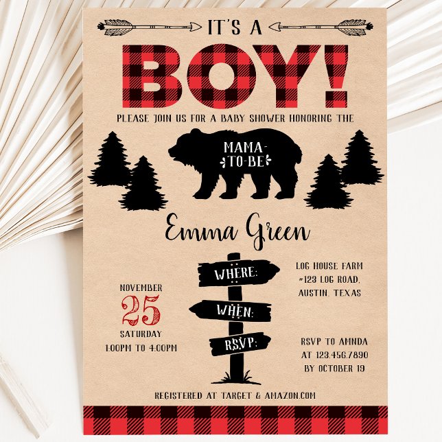 Invitación Chico Ducha de Bebé Leñador (Subido por el creador)