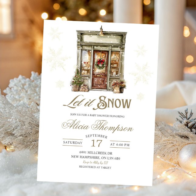 Invitación Chico Ducha de Bebé Navidad Rústica Deja que Nieve (Subido por el creador)
