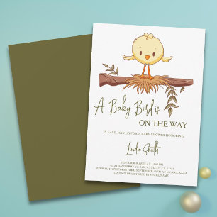 Invitación Chico Ducha de Bebé Nido de Pájaro Moderno