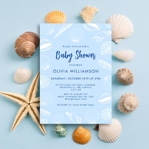 Invitación Chico Ducha de Bebé Océano Playa Conchas