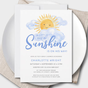 Invitación Chico Ducha de Bebé Un Pequeño Rayo de Sol