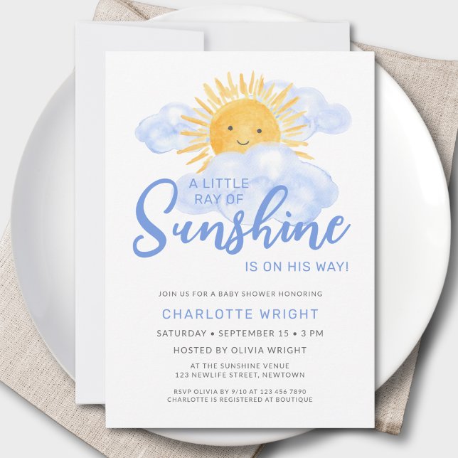 Invitación Chico Ducha de Bebé Un Pequeño Rayo de Sol (Subido por el creador)