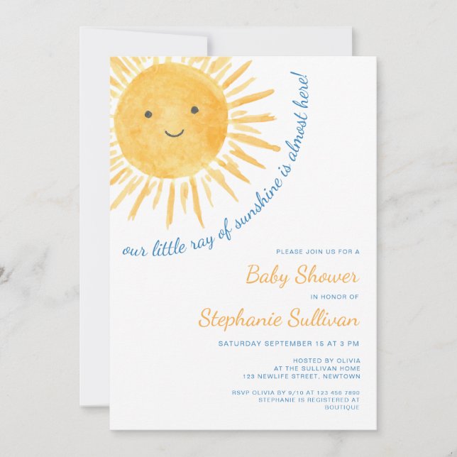 Invitación Chico Ducha de Sol Baby Shower (Anverso)