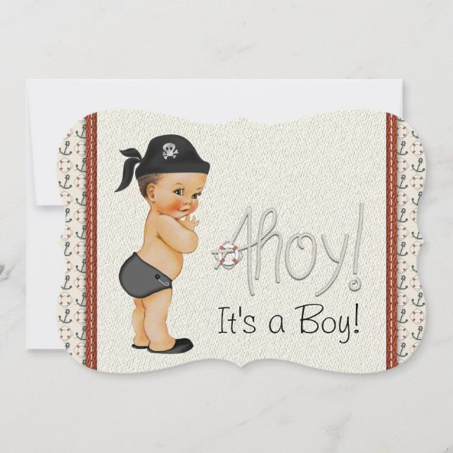 Invitación Chico Duende Pirata Baby Shower (Anverso)
